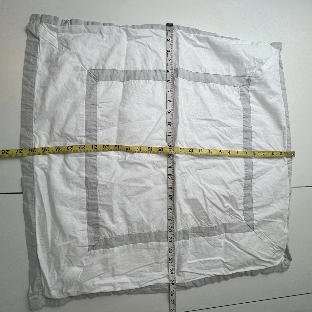 Ballard Designs Trim Gray  White Banding Euro Size Sham Cotton